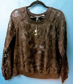 Wells Grace Black Sheer Eyelash Lace Sweatshirt Top Whimsygoth Pullover⁠